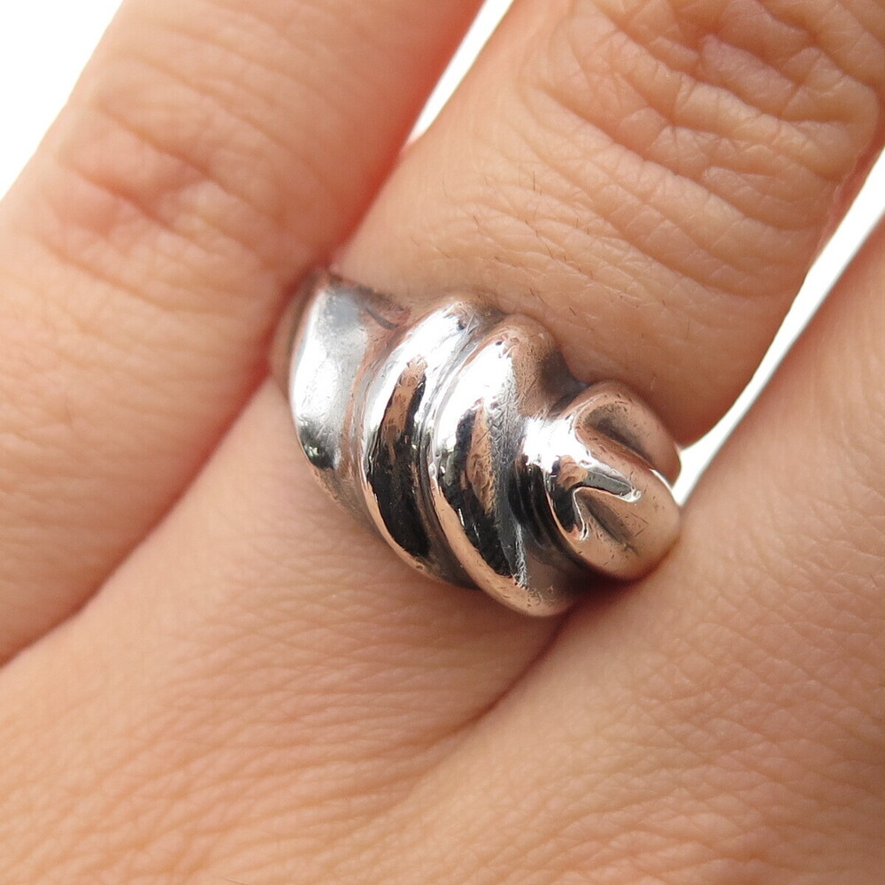 CHAPAL ZENRAY 925 Sterling Silver Vintage Modernist Oxidized Ring Size 5.75